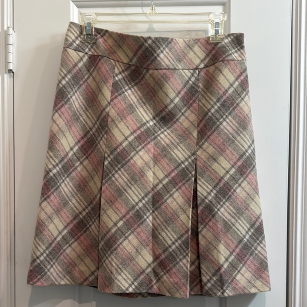 LOFT Plaid A-Line Skirt - Pink and Cream